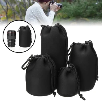 

4pcs Neoprene Camera Lens Pouch Soft Camera Bag Case Waterproof Protector for Outdoor Travel Camera Accessories