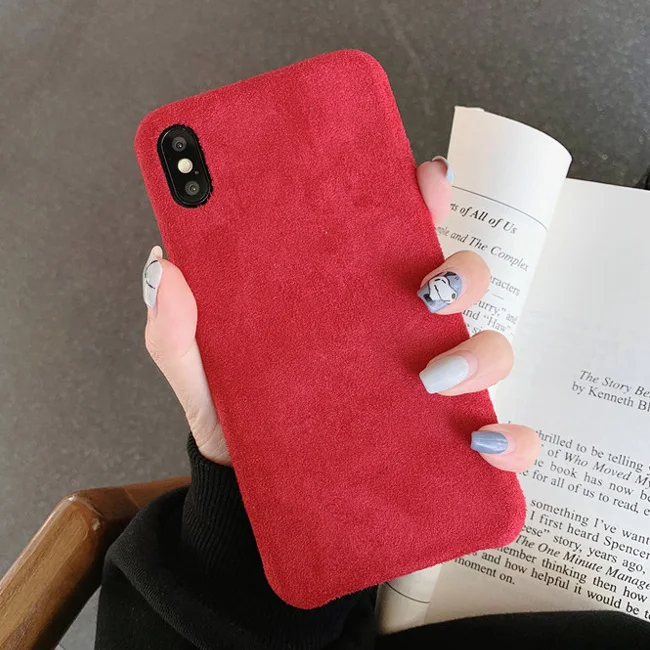 Теплый Гладкий мягкий чехол из замши с мехом для телефона iphone 11 11 Pro Max XR XS Max X 6 6S 7 8 Plus полная Защита задняя крышка - Цвет: Красный