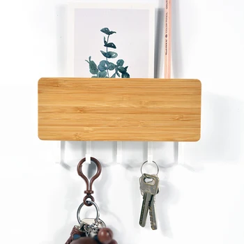 

Wall-hung Type Wooden 5 holder Decorative Wall Shelf Sundries Storage Box Hanger Organizer Key Rack Wood Wall Shelf