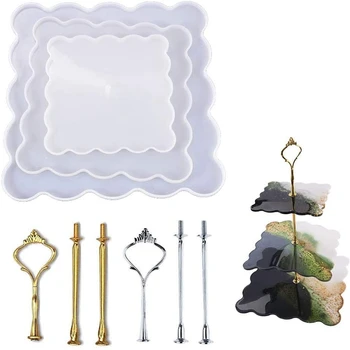 

3 Tier Cake Stand Resin Molds, Cake Trays Silicone Coaster Mold, Agate Tray Resin Silicone Casting Mold for DIY Making