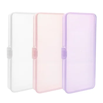 

3pcs Nail Jewelry Box Manicure Storage Box Rectangular Storage Box Nail Art Storage Case Container (Purple + Pink + Transparent)