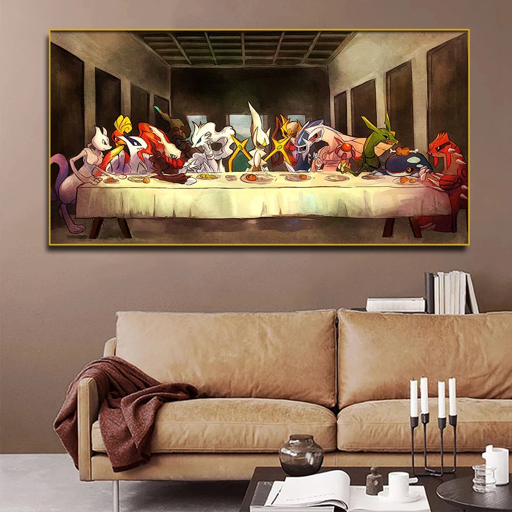 Pokemon Canvas Art Painting The Last Supper Modern Cartoon Anime Poster Mural Decoration Picture Children's Gifts Decorative Pokemon Canvas Art Painting The Last Supper Modern Cartoon Anime Poster Mural Decoration Picture Children's Gifts Decorative