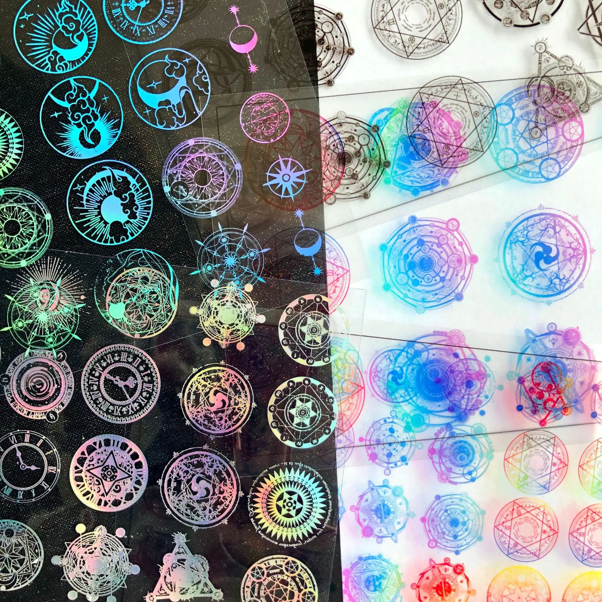 Iridescence Magic Circle Films Round Moon Star Clear Foil Materials Diy Resin Jewelry Making Stuff Phone Case Decoden