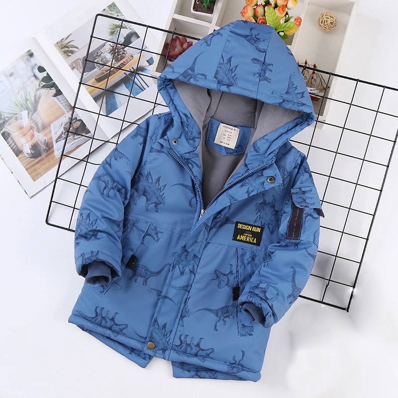 IYEAL Boys Winter Jacket Children Long Sleeve Hooded Active Windbreaker Teenage Clothes Big Boys Velvet Sport Coat Outwear