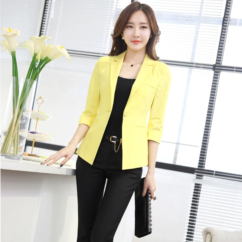 Summer Arts Style Women 3/4 Sleeve Loose Casual Blazers Single Button Cotton Linen Solid Blezer Femme Coat Plus Size 4XL Office