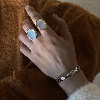 

Timeless Wonder 925 Sterling Sliver Solid Band Shell Open Ring Women Jewelry Punk Cocktail Boho Gothic Hiphop Stackable Ins 5455