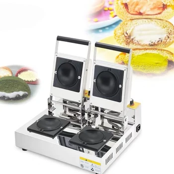 

New popular ice cream hamburger machine double head commercial ice cream stuffing bread maker electric street snack equipment