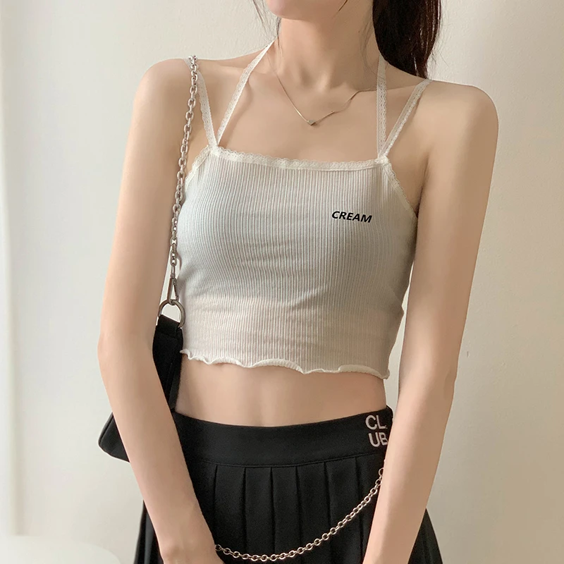 Colors Korean Ins Style Camisole Women Sexy Tank Top Female Summer Sleeveless Lace Crop