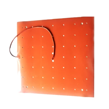 

230V 2500W 800*800*1.5mm Silicone Heater for 3d printer adhesive 1 side 55 holes on pad 1000mm lead wire