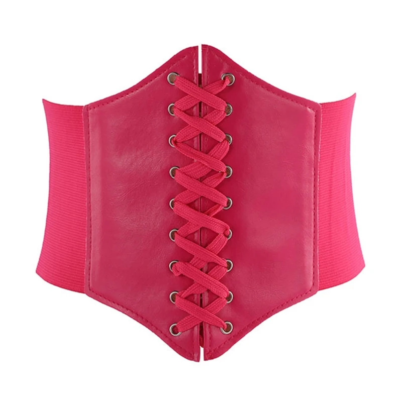 여성 가짜 가죽 언더 버스트 코르셋 허리 벨트 Steampunk 빈티지 섹시한 Bustier Criss 크로스 레이스 업 탄성 Cincher 거들