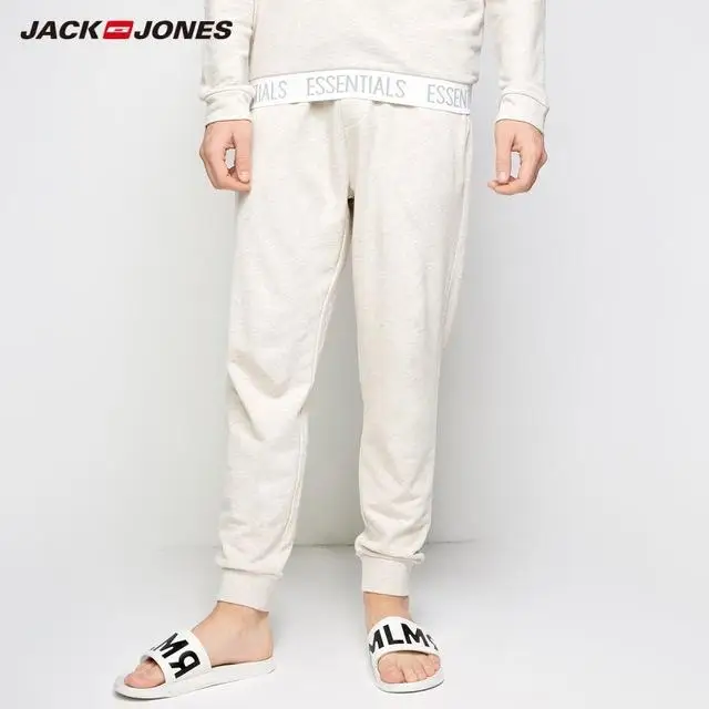 JackJones, мужская хлопковая Домашняя одежда, брюки на шнурке, облегающие, модные брюки, Мужская одежда, бренд 2183HC502 - Цвет: BONE WHITE MELANG