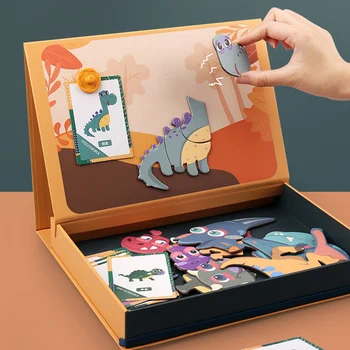 

Magnetic Jigsaw Puzzles Toy Toddler Craft Toys Educational Travel Puzzle Games Double Sided Drawing Easel TP899