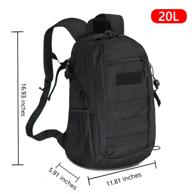 Outdoor Tactical Backpack Military Rucksacks Men 15L 20L Waterproof Sport Travel Backpacks Camping Mochila Fishing Hunting Bags black 20L
