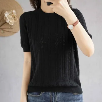 

Women's round neck T-shirt solid color casual sweater 2020 red