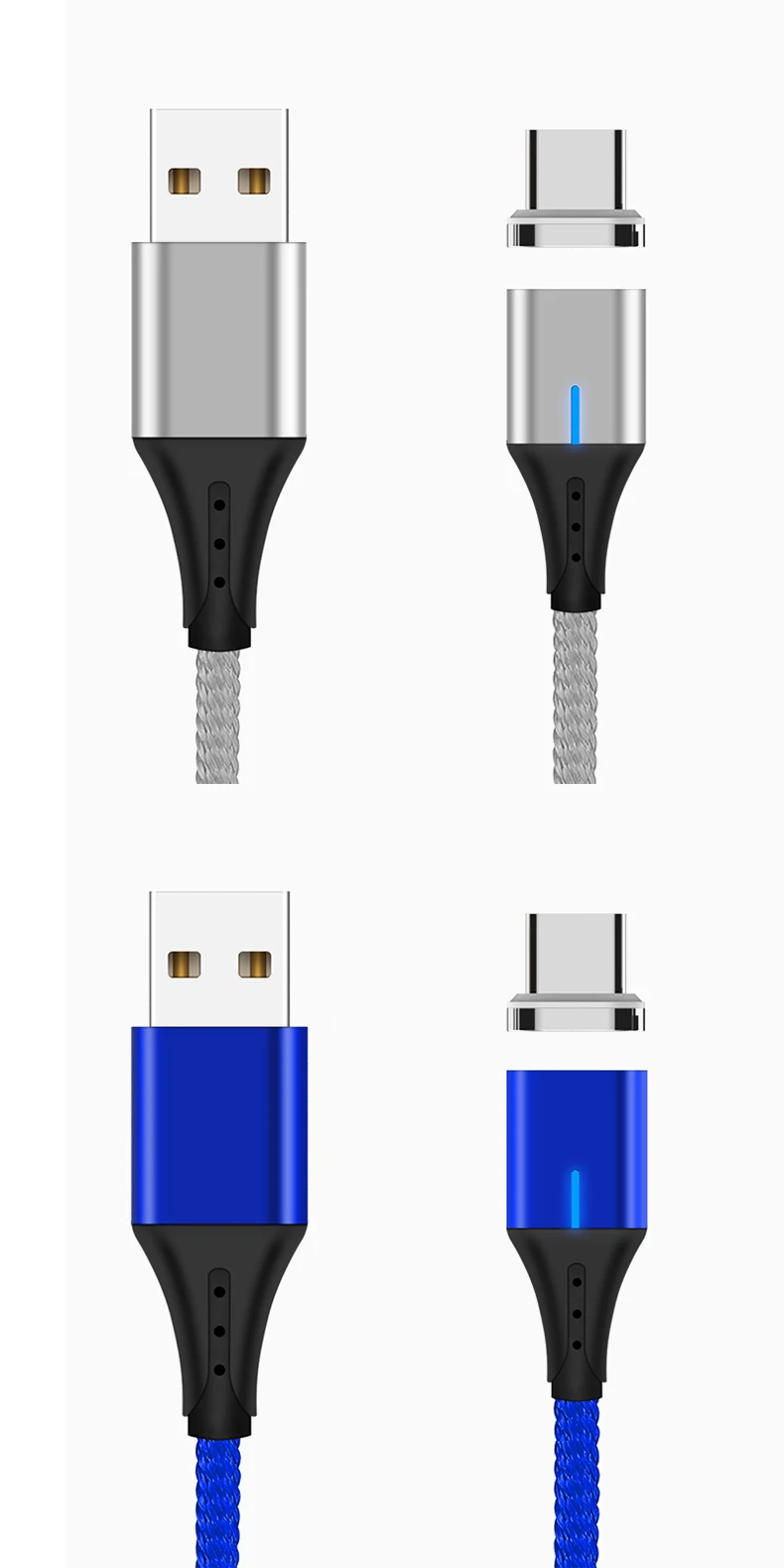 amzish Магнитный Micro USB кабель 3A для iPhone, магнитный кабель usb type-C для быстрой зарядки samsung, шнур для зарядки телефона