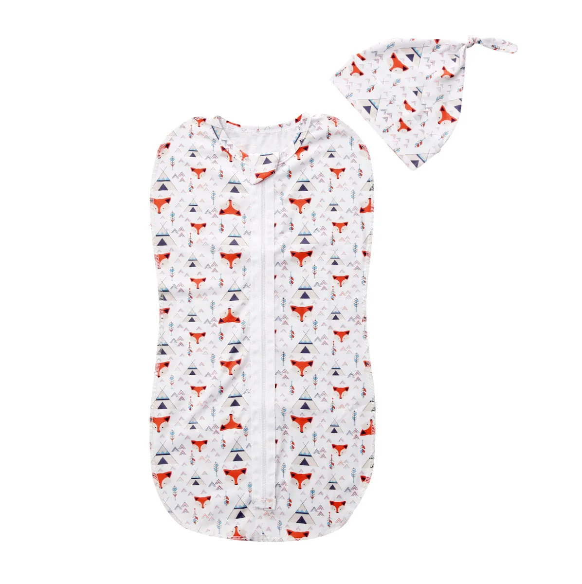 Спальные мешки на молнии для новорожденных, 2 шт., Пеленальное Одеяло, спальный мешок+ шапочка, 2 шт., Размер 0-6 м - Цвет: I