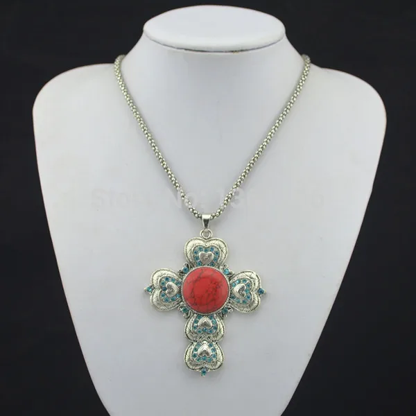 

FC38-24 Crystal Stone Necklace Pendant Jewlery Tiger Stone Vintage Look,Tibet Alloy, free shipping, wholesaler