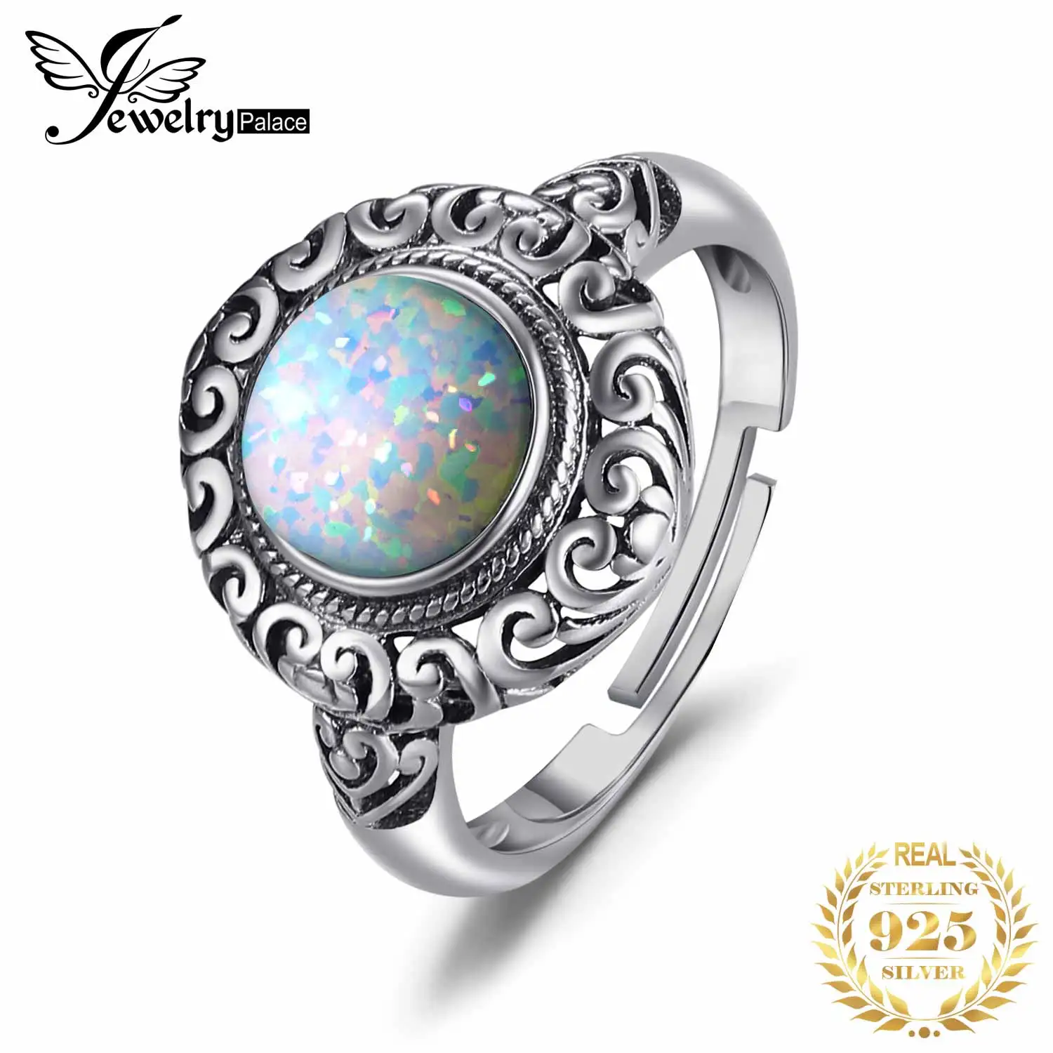 JewelryPalace Vintage 1,5 ct Riesige Erstellt Opal Ring