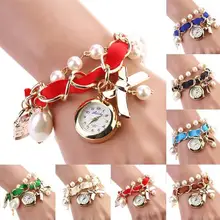 

Quartz Watch Women's Wrist Watch Luxury Faux Pearl Bowknot Decor Faux Leather Band Quartz Bracelet Wrist Watch Casual Clock Relo