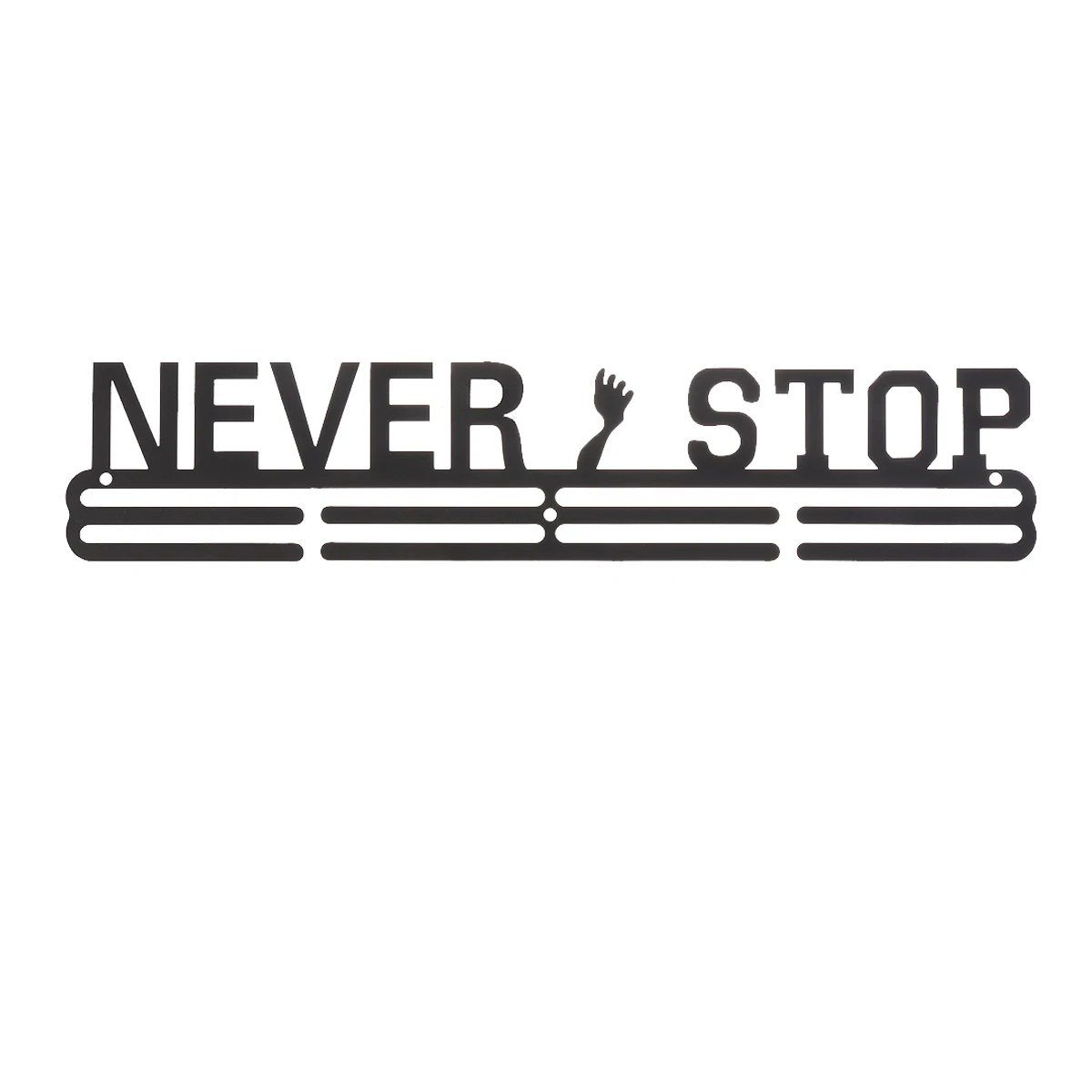 NEVER GIVE UP 2 Металлический Стальной Держатель для медалей, вешалка для медалей, стойка для демонстрации, идеальный подарок для бега, спортивный держатель для медалей из нержавеющей стали, 406 мм* 158 мм - Цвет: NEVER GIVE UP 2
