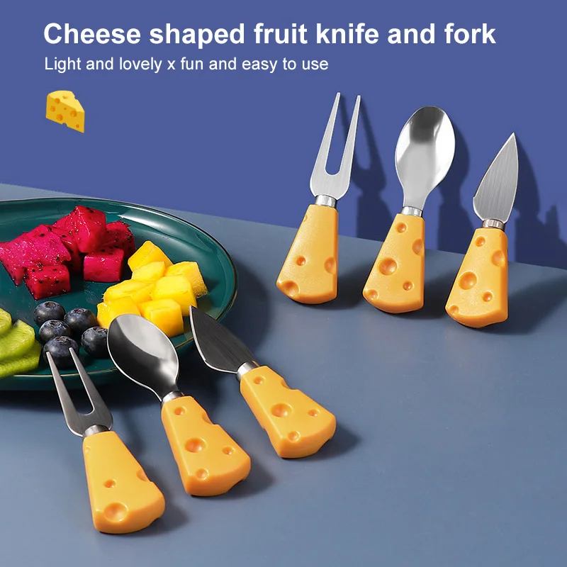 

Creative Lovely Spoon Fork Shovel Cheese Tools Cartoon Stainless Steel Tableware Dessert Fruit Cake Cheese Fork Kitchen Gadgets