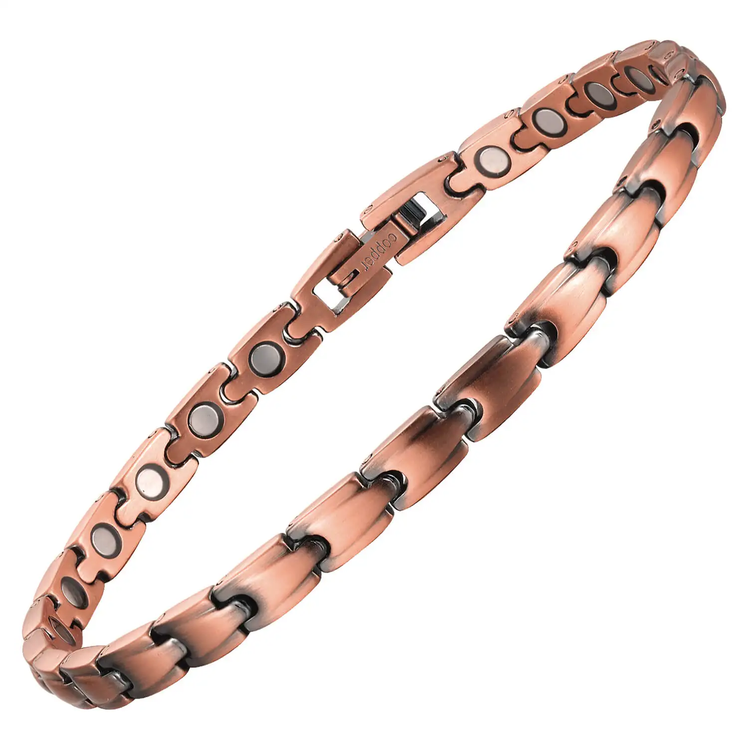 Healthy Magnetic Therapy Bracelet for Women Copper Chain Link Charm Bangles Magnet Wristband Drop-Ship