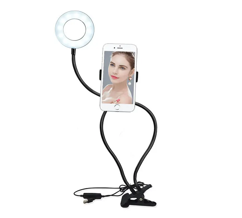 Светодиодный светильник для селфи с держателем для сотового телефона 2 в 1, видео-потоковая камера, заполняющий светильник, лампа для селфи с регулируемой яркостью, новинка, светильник ing