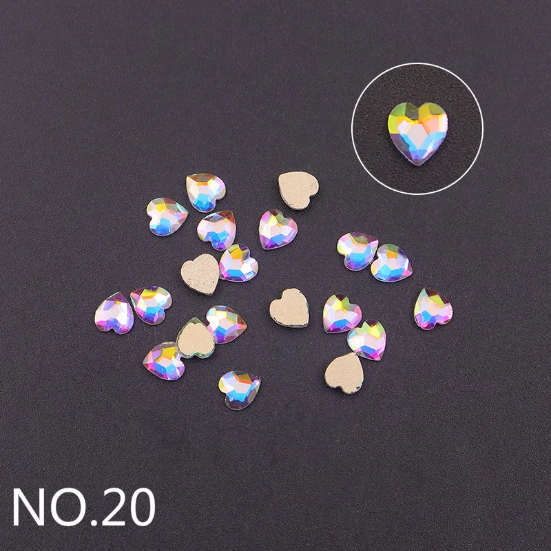 NO.20 AB Color 30 дизайнов, 10 шт., супер блестящий кристалл, камни для ногтей, овальные капли, алмазные блестящие камни, Стразы для ногтей, набор/набор, маникюрные наконечники - Цвет: NO.20 AB Color
