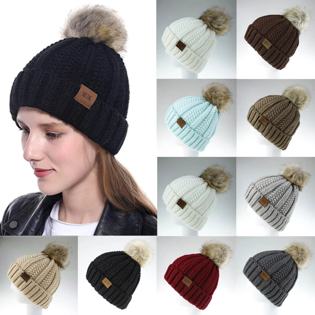 New Women Girls Keep Warm Winter Casual Knitted Hat Wool Hemming Ski 2020 Unisex Men's Beanie Female Bonnet Sombrero | Автомобили и