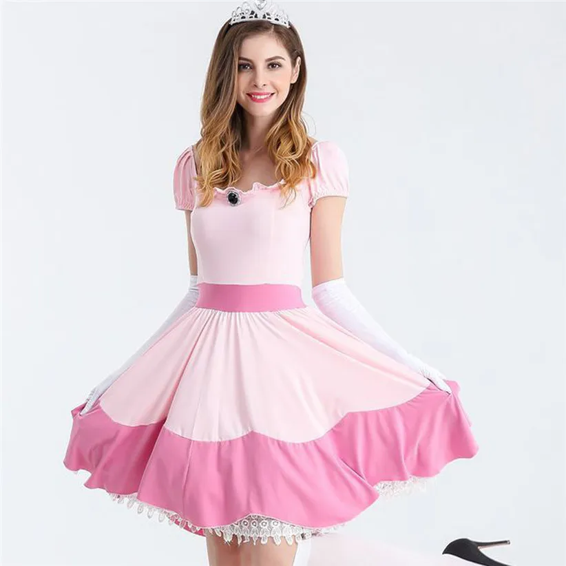 Милое розовое мини-платье для женщин и девочек, маскарадный костюм принцессы с платьем для волос+ 1 пара перчаток, женские вечерние платья 910