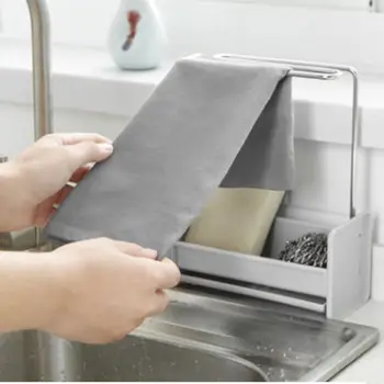 

1pcs new Kitchen sponge holder sink cleaning brush soap dish drain tray hanging rag rack