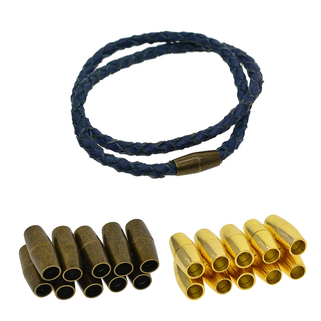 10 Set 4mm Inner Hole Glue-in Magnetic Clasps for Kumihimo Leather Cords End