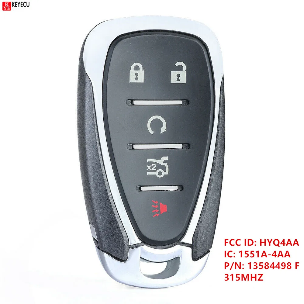 Keyecu для 2018 2019 CHEVROLET EQUINOX смарт-ключ дистанционный брелок 315 МГц 5 кнопок HYQ4AA 1551A-4AA