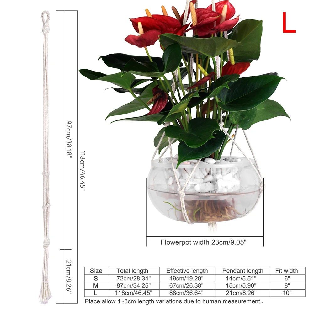 2pcs 118cm WITUSE 2x Basket Ceramic Planter Hanger Handmade 4 Leg Crude Cotton Pot Holder Hanging Basket Flower Plant Hanger Rope 72-118cm - Цвет: 2pcs 118cm