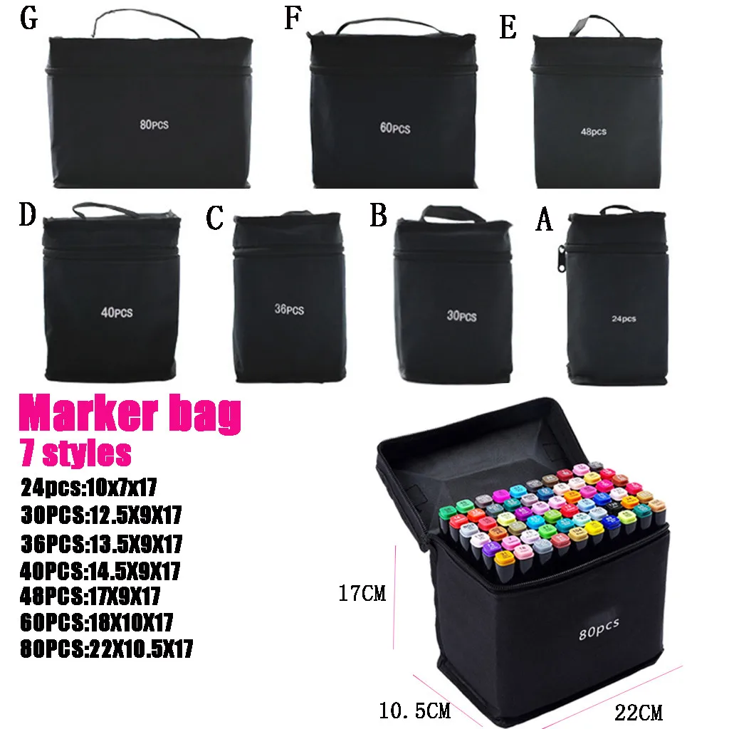 

Portable Storage Bag High Capacity Canvas Draw Mark Pencil Case Storage Bags 24/30/36/40/48/60/80 Pcs Organizer Bag Handbag