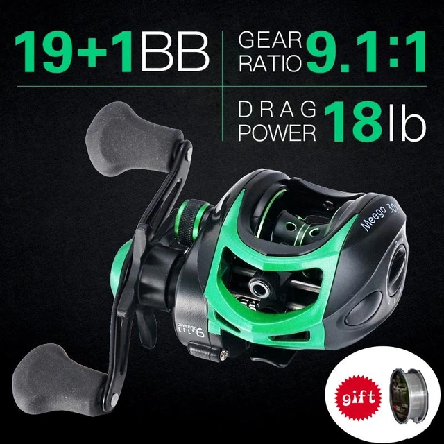 Meego 19+1bb 9.1:1 8kg Baitcasting Fishing Reels Carretilha De Pesca Abu  Garcia Low Profile Reel Bait Casting Fishing Reel - Fishing Reels -  AliExpress