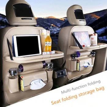 

Car storage bag folding table type stowing tidying table multi-function car seat organizer