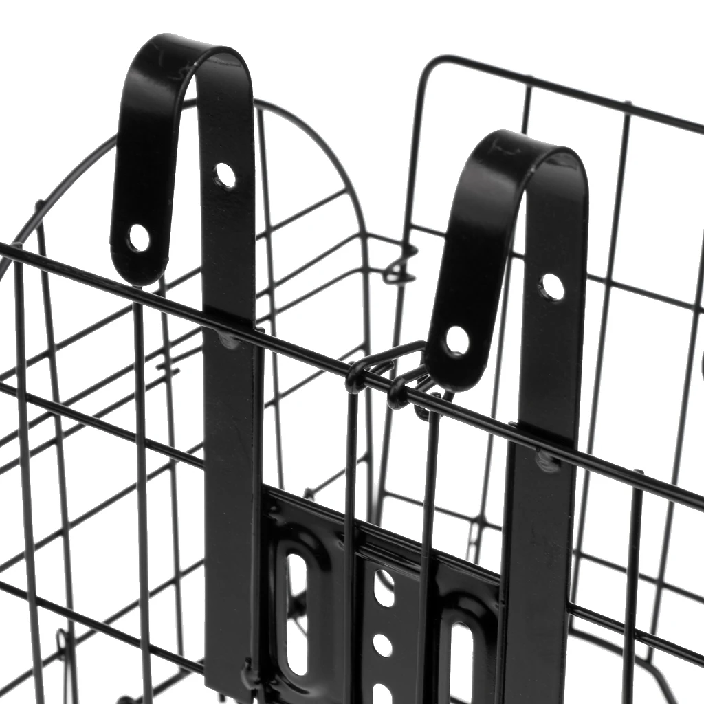 

2 Pieces Bicycle Storage Basket Folding Metal Wire Handlebar Basket for Front