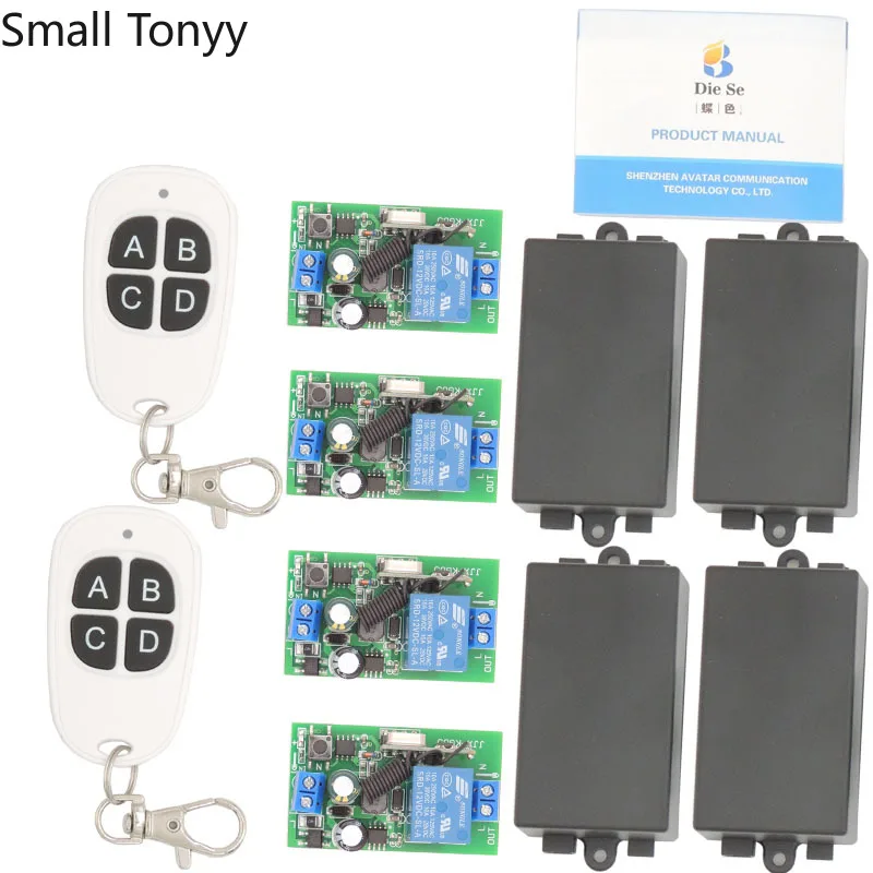 

433MHz Universal Wireless Remote AC 110V 220V 4 gangs 1CH 4 gangs rf Relay and Transmitter Remote Control Light/Home appliance