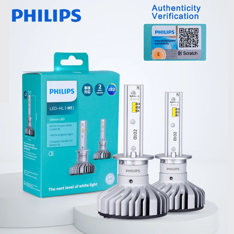 2pcs Philips X-tremeultinon Led Headlight H7 H1 H8 H11 Mini Size Bulb 12v Car Fog Light +160% More Bright Kq - Car Headlight Bulbs(led) - AliExpress