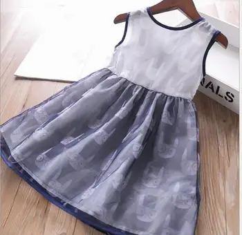 

Girls Summer Cat Pattern Sleeveless Causal Dress Baby Girl Dresses Kids Clothes Wholesale