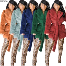 Зимнее шерстяное теплое меховое Бандажное пальто, Женское пальто из искусственного меха, Женская плотная верхняя одежда, женские меховые пальто, свободная длинная куртка, тонкая M1007