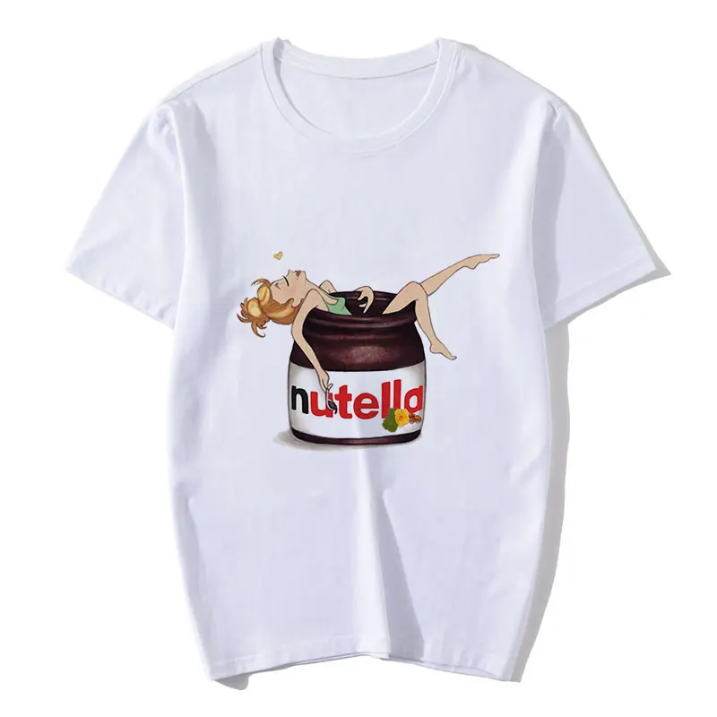 Kawaii Nutella принт футболка для женщин 90s Harajuku Ullzang мода Топы с графическим принтом