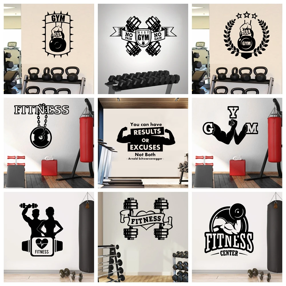 

Motivational Gym Club Boxing Wallpaper Power Vinyl Wall Sticker For Fitness Decor Art Decals Gym Stickers Vinyl Muursticker