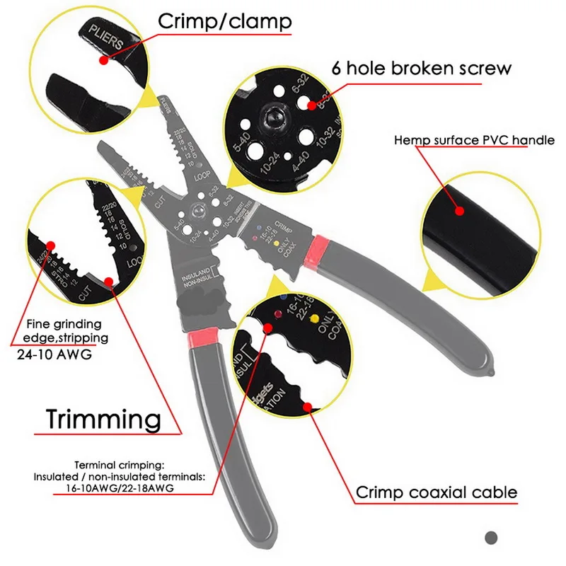 8 дюймов многофункциональный инструмент для зачистки проводов резак щипцы Портативный Клещи для зачистки проводов Ножи щипцы Acutomatic электрические инструменты для ремонта