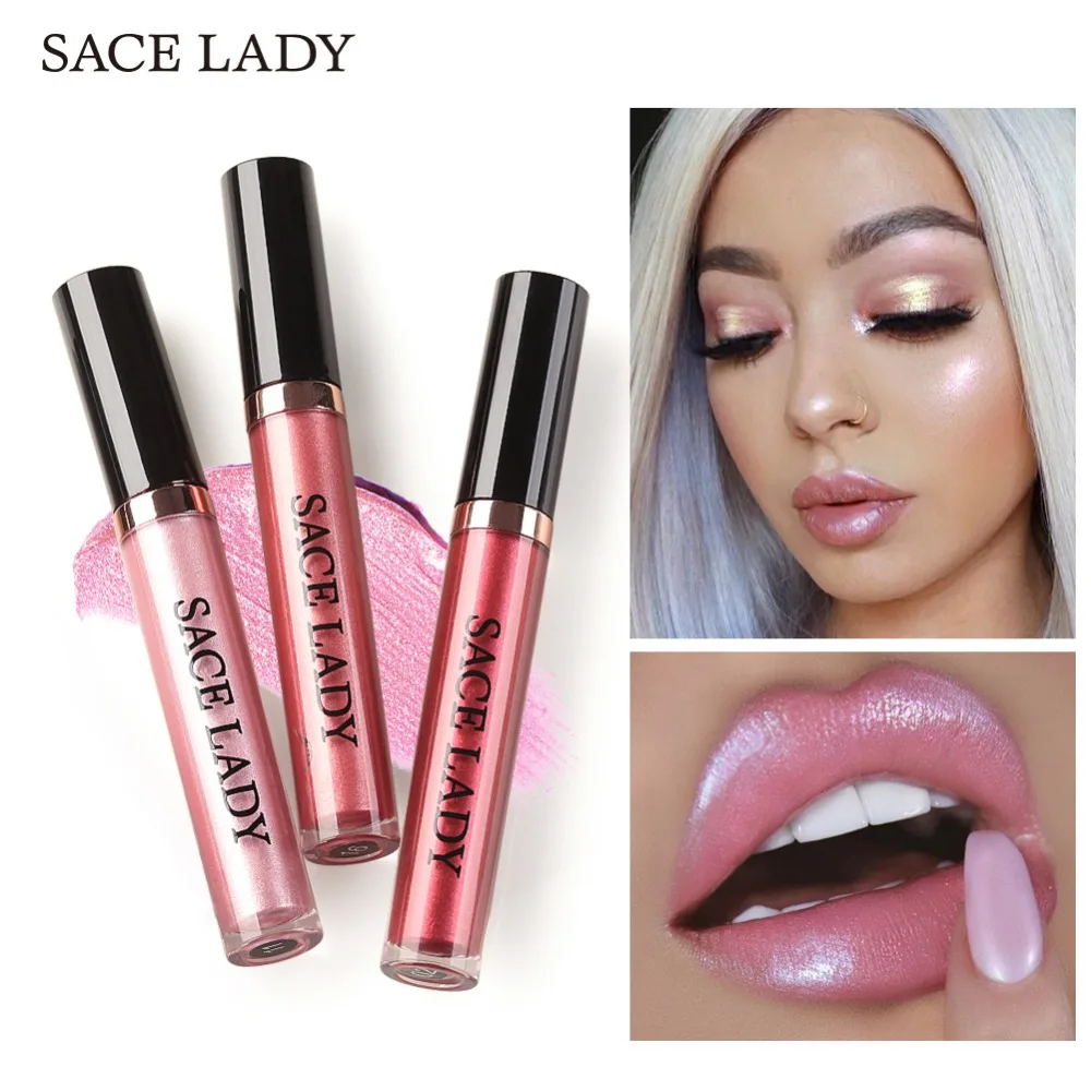 

SACE LADY 6ml/1.5ml Glitter Lipstick Liquid Makeup Waterproof Metallic Lip Gloss Set Long-lasting Shimmer Metal Lipgloss Tint