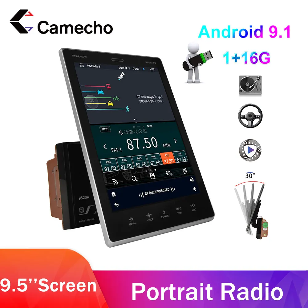 Camecho Android 9 5 2Din стерео радио 1080 дюймов вертикальный экран HD P автомобильный MP5 плеер