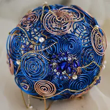 Уникальный сапфир скипетр Свадебный букет для невесты Звездная тема европейские Кристаллы Синий свадебный букет на заказ дорогой