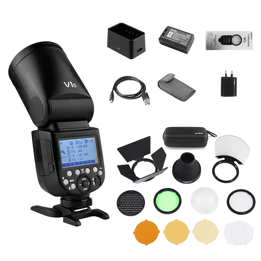 Godox V1C профессиональная вспышка для фотовспышка с круглой головкой Беспроводная 2,4 г Fresnel Zoom для студийная для портретной съемки аксессуары для фотосъемки