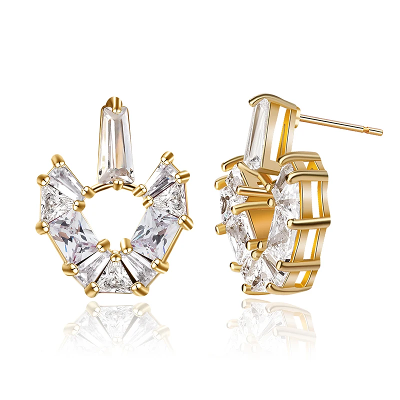 

Charm AAA+ Cubic Zircon Earring for Women Simple Silver Gold Colorful Love Heart Crystal Earring Blue Red Rhinestone Jewelry Gif